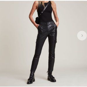 ALLSAINTS Duran Mid-Rise Coated Skinny Cargo Jeans, size 28